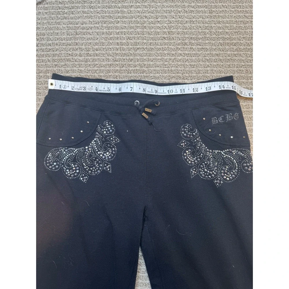 BCBGMAXAZRIA Black Rhinestone Tracksuit Set Jacket Pants Women's XL - Picture 11 of 14